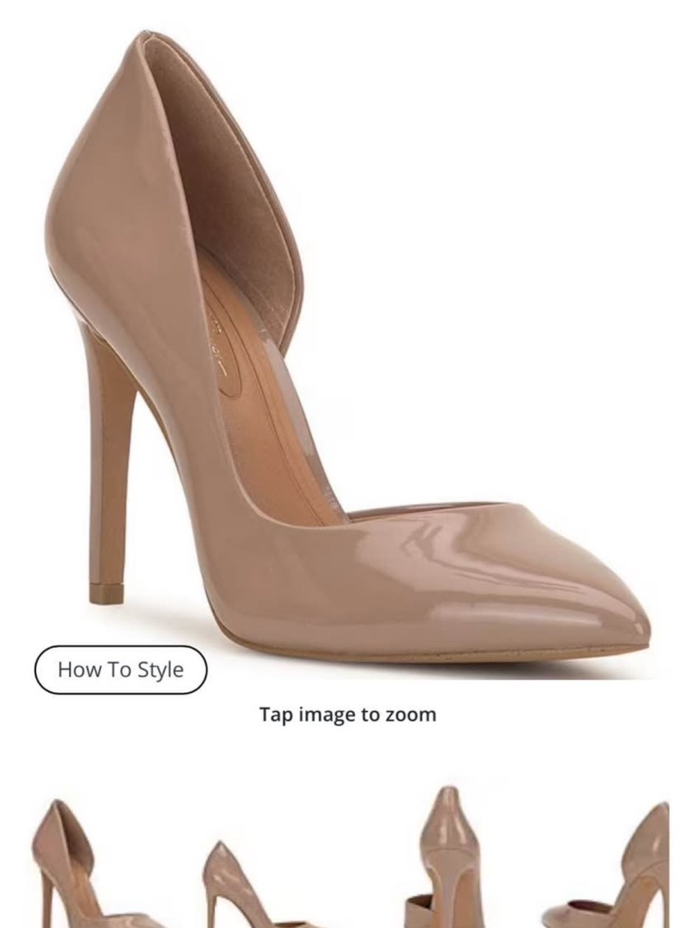 Jessica Simpson Taupe Patent Pointed Toe Prizma Heels. New
